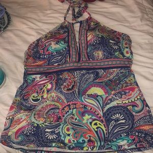 Colorful tankini bathing suit top